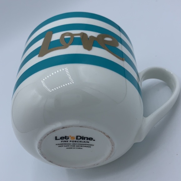 Let’s Dine Teal Striped Love Mug - Picture 2 of 4